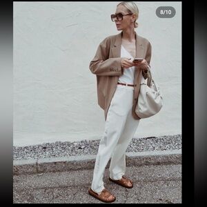 💄NWT Massimo Dutti White Mid -Waist Straight Fit Jeans. Size 4.